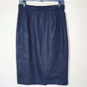 La Perla Pencil Skirt Size 44 Black Linen Lined Career Office Business Italy